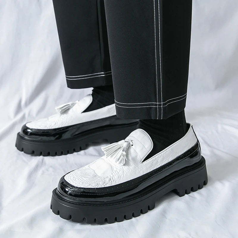 Mens Patent Leather Loafers Shoes for Business Casual