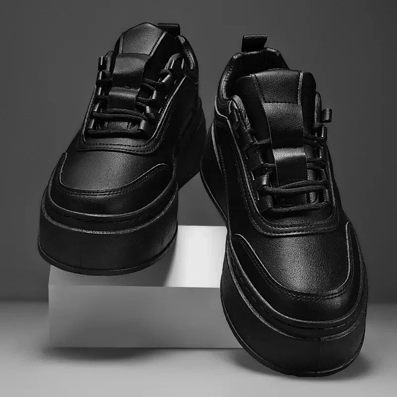 Men's Casual Lace-Up Sneakers in Black and White