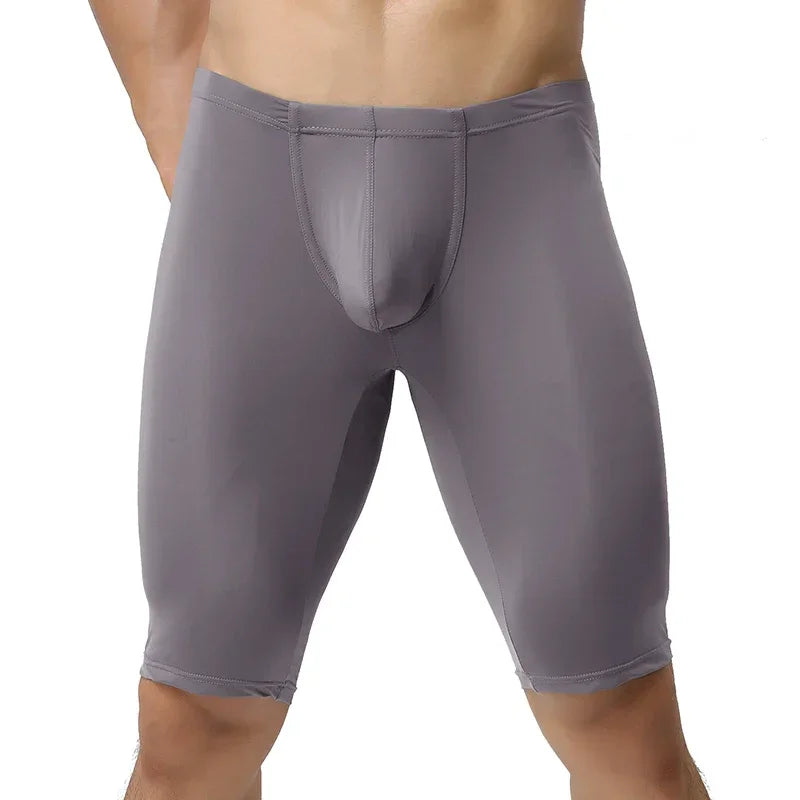 Men's Long Boxer Shorts U Convex Pouch in Various Colors