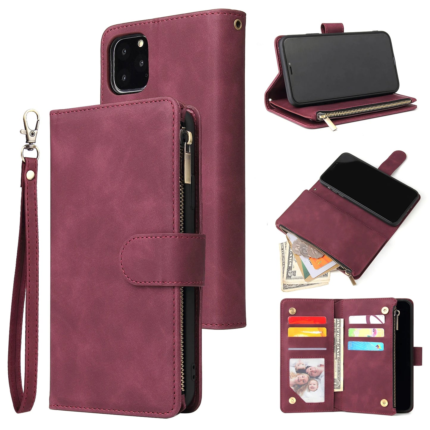 Premium Leather Wallet Case For iPhone 16 15 14 13 12 11 17 Pro Max Plus Magnetic Flip Cover