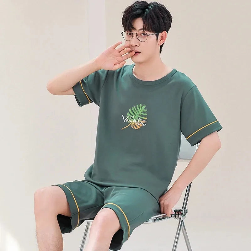 Summer Cotton Pyjamas Casual Pajamas Sleep Tops Shorts For Men Lovely Panda Print Pajama Sets Comfortable Cool Sleepwear 2022