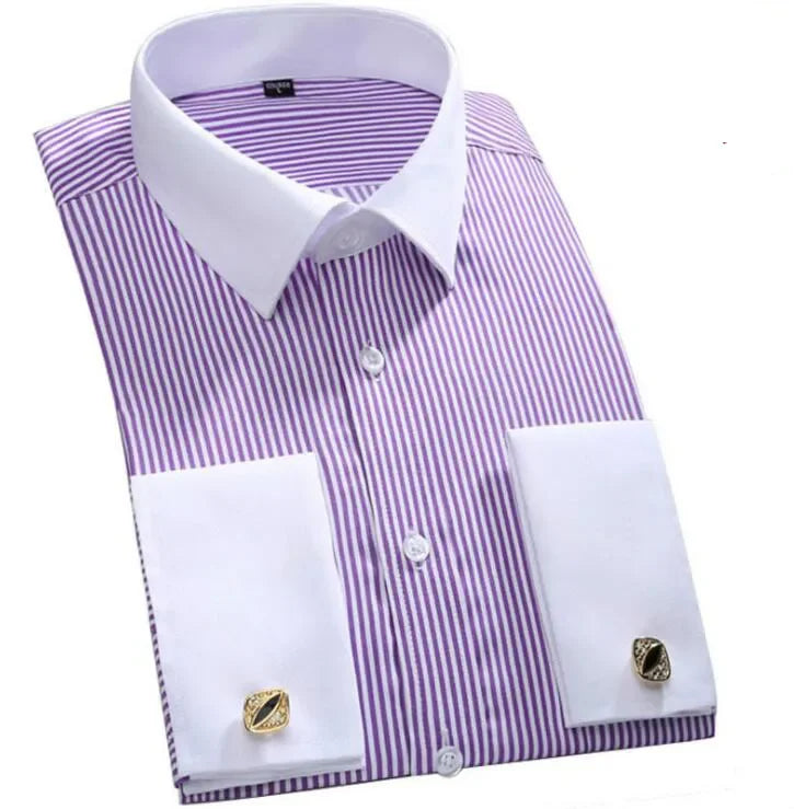 Men's Long Sleeve Formal Striped Dress Shirt