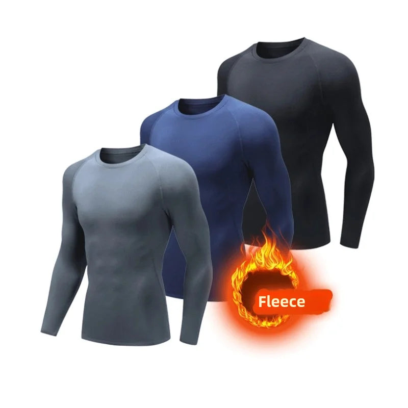 Men's Winter Thermal Underwear Thin Fleece Elastic Compression Fitness For Winter Sports