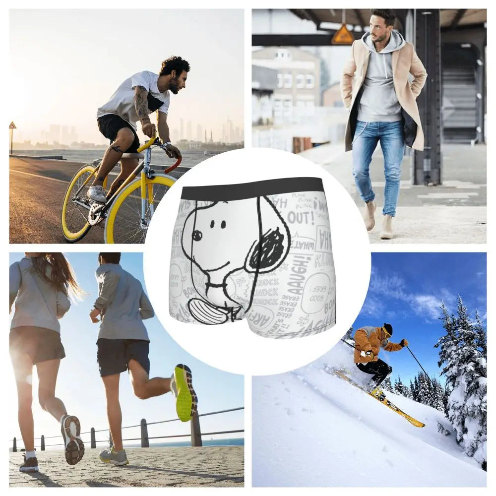 Snoopy Boxer Briefs for Men - Giggle Print Polyester Blend