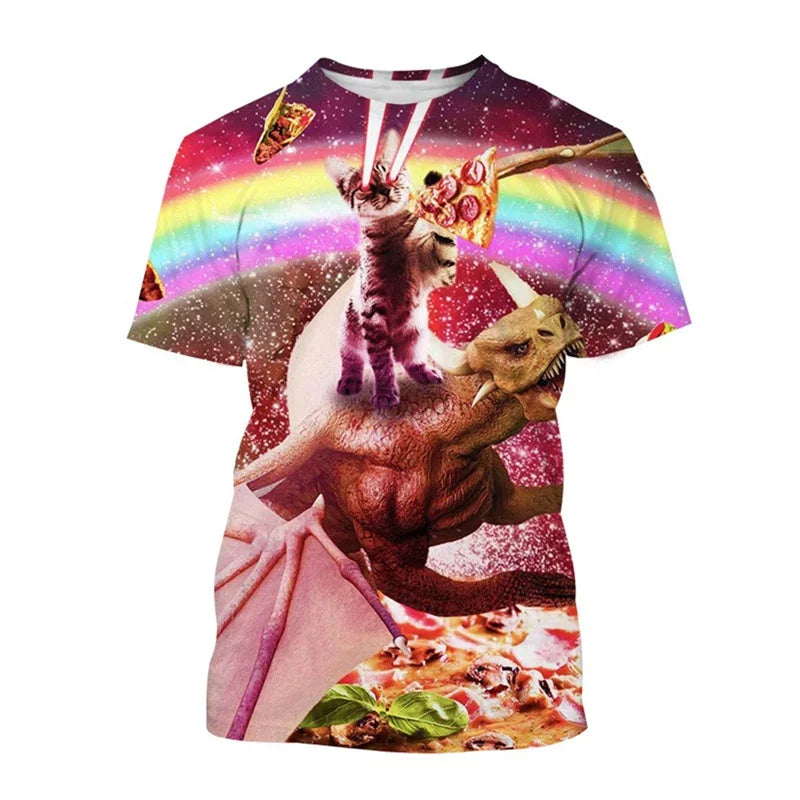 3D Printed Space Cat T-shirt for Men and Women