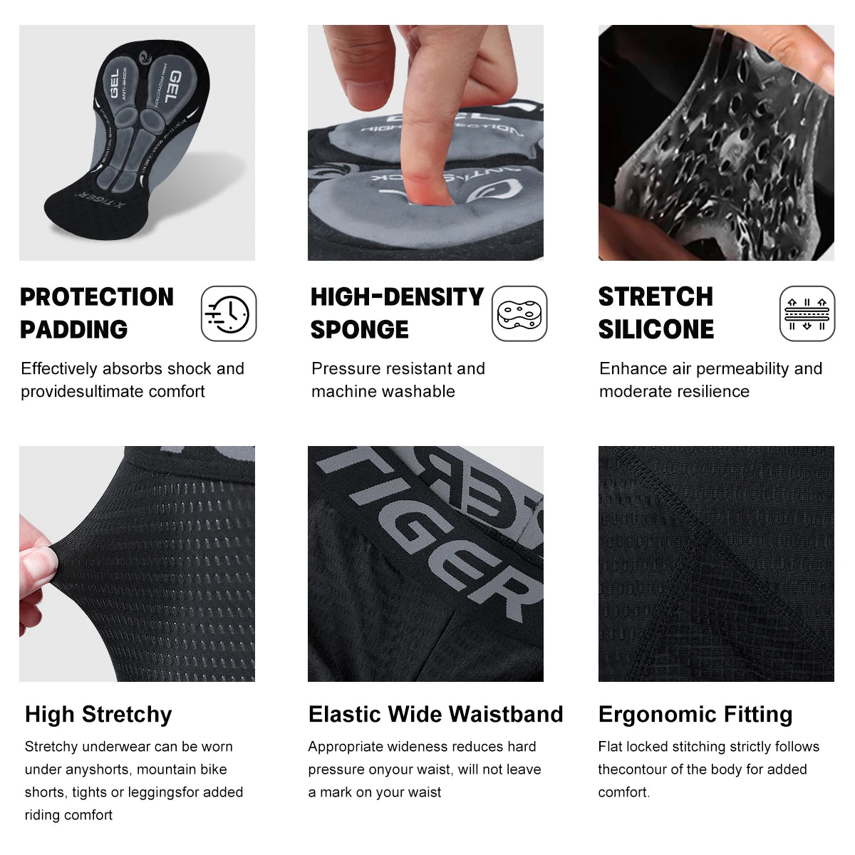5D Padded Cycling Underwear Shorts by X-TIGER