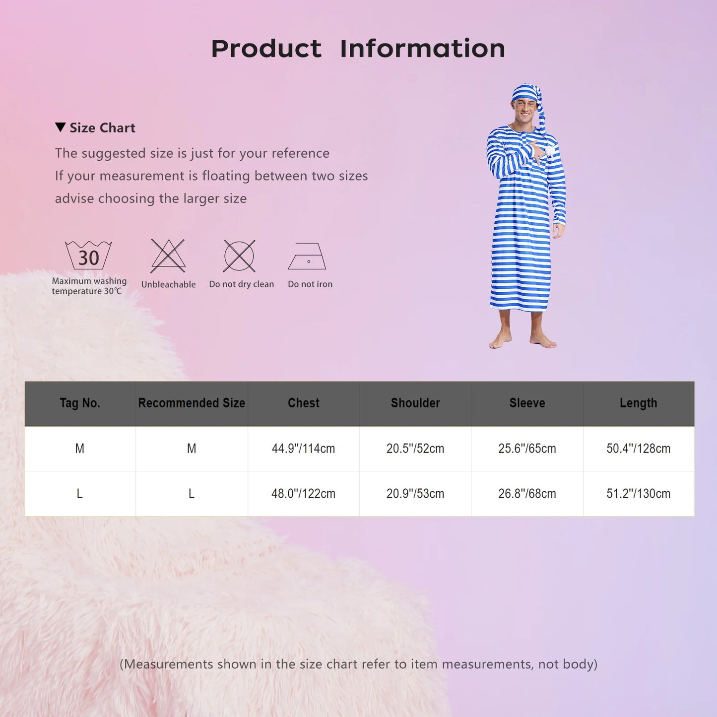 Mens Christmas Striped Sleep Robe with Hat Set