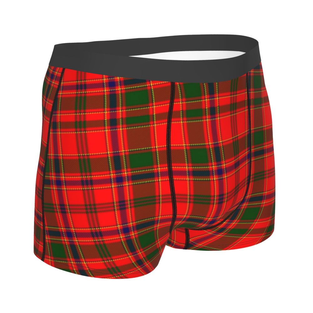 Black Watch Tartan Boxer Shorts for Men in Lycra and Polyester