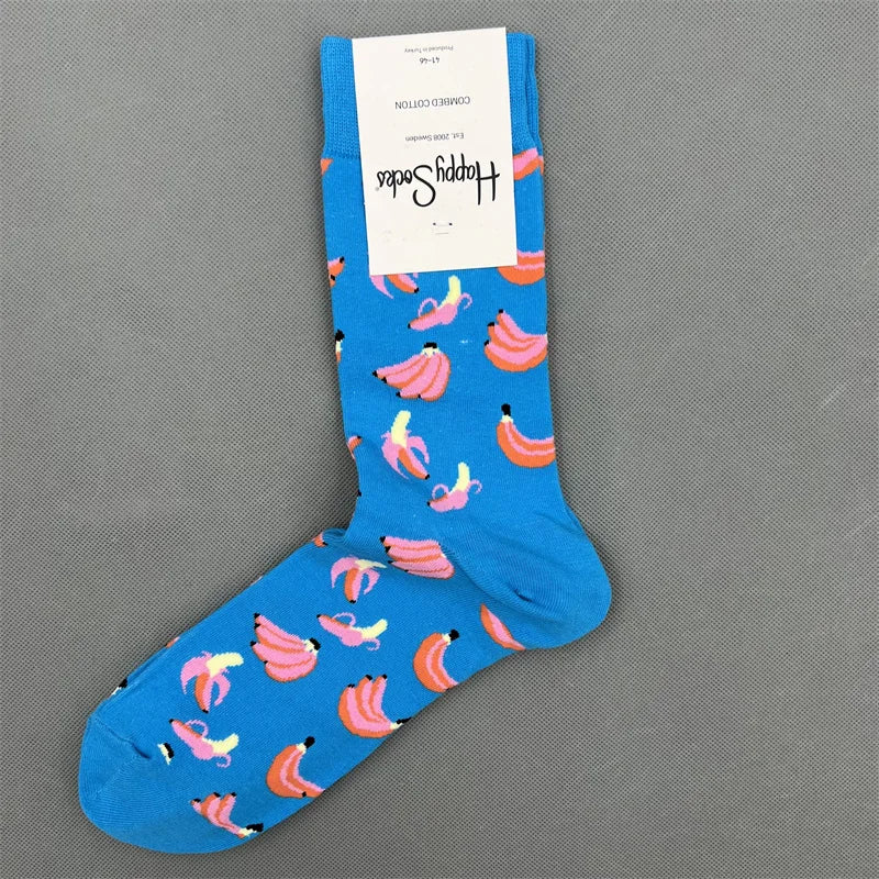 Men's Graphic Print Fun Happy Socks Casual Crew Dress Socks 41-46