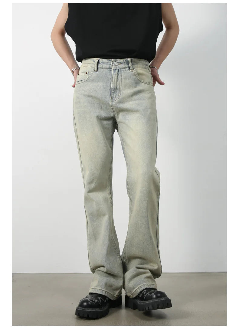Mens Boot Cut Jeans Slim Fit Blue Black Denim Pants