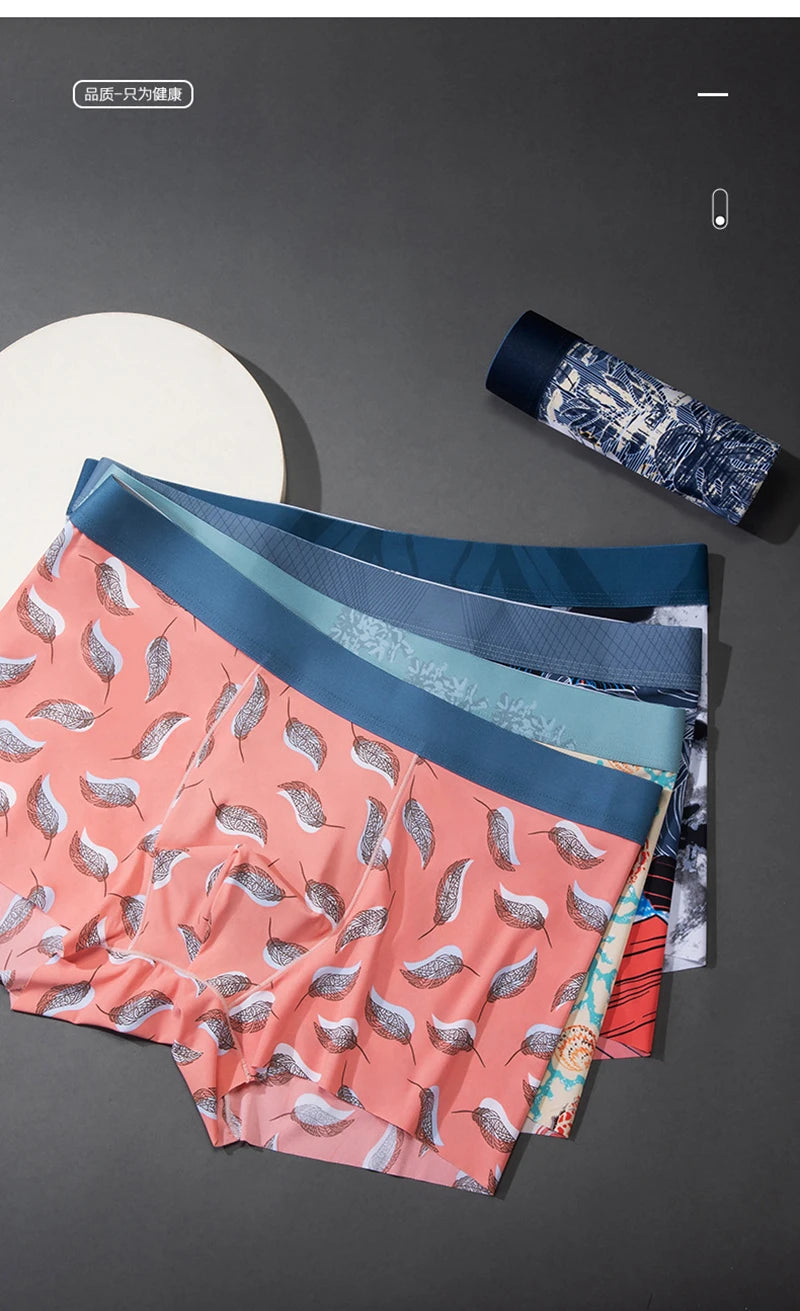 Men's Printed Boxer Shorts in Ice Silk