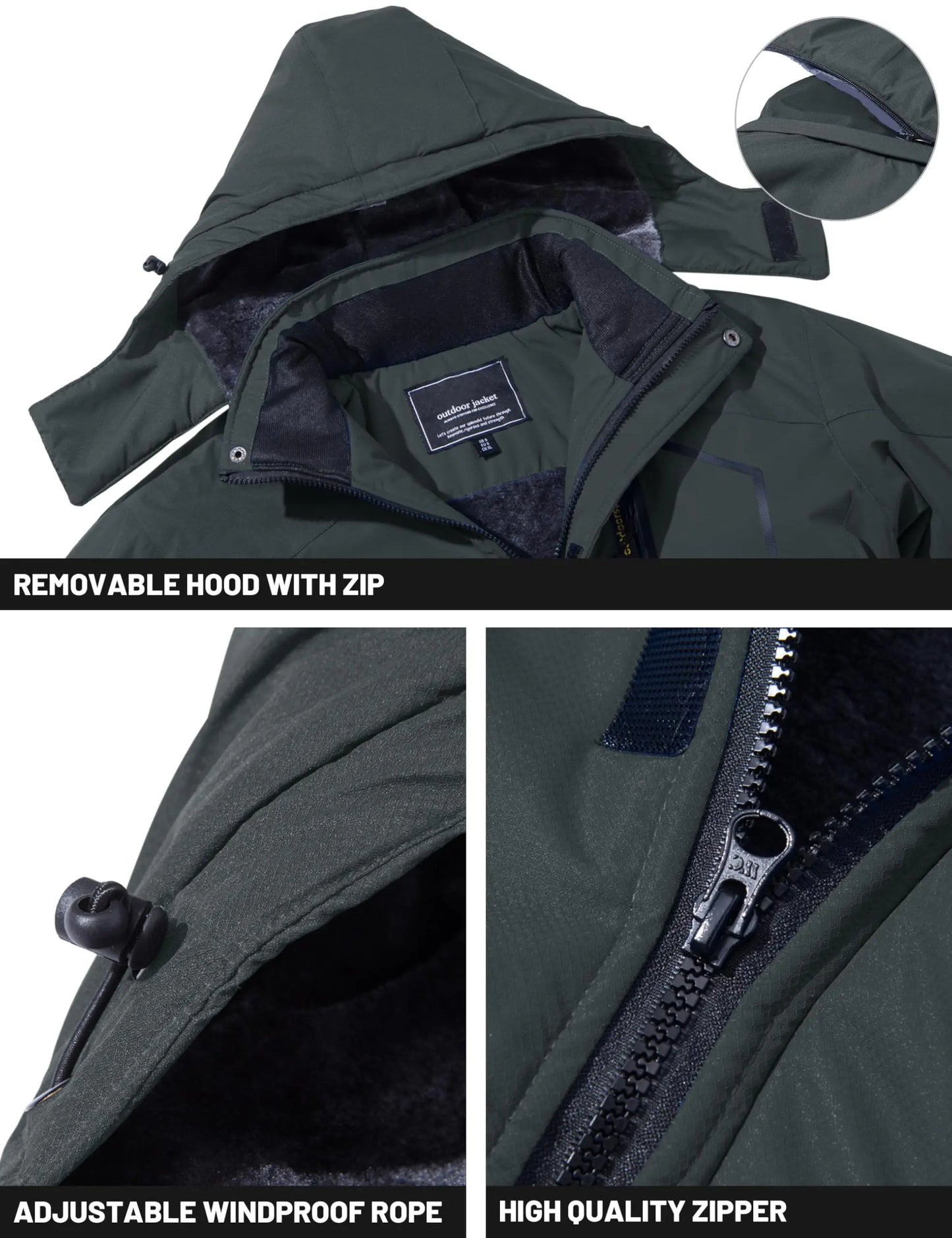TACVASEN Men's Winter Ski Jackets Waterproof Fleece Coats Insulated Thermal Snowboard Jacket Parka Raincoat with Hood Man Parka