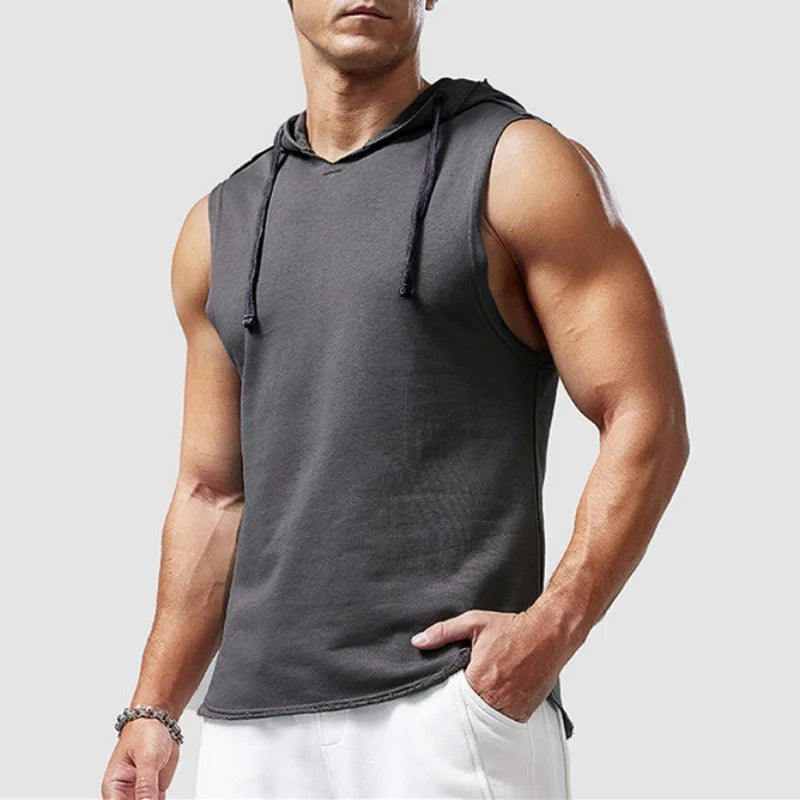 2025 Brand New Men's Tank Tops Vest Sleeveless Tees For Male Hooded Man Vests Tops Hip Hop Men Tank Top Hoody T shirt Male Mens