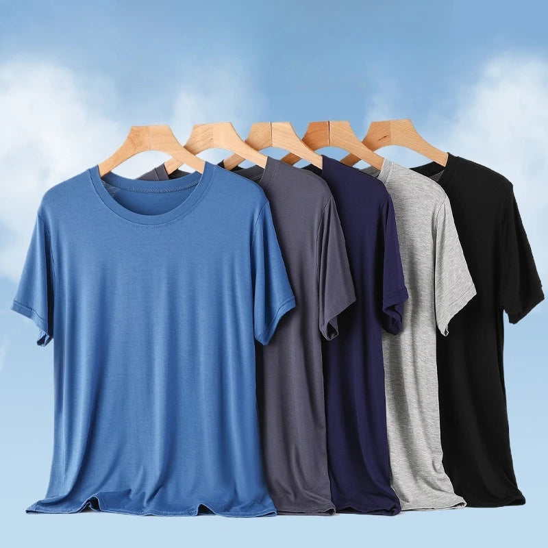Summer Cool Mens Loungewear Pajama Short Sleeve Crew Neck T Shirt Big Size for Home Outdoor Wear