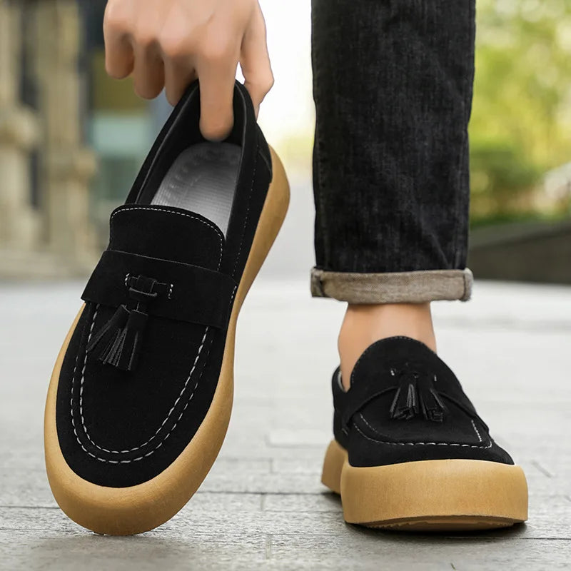 Men's Suede Loafers Tassel Shoes Casual Autumn Style