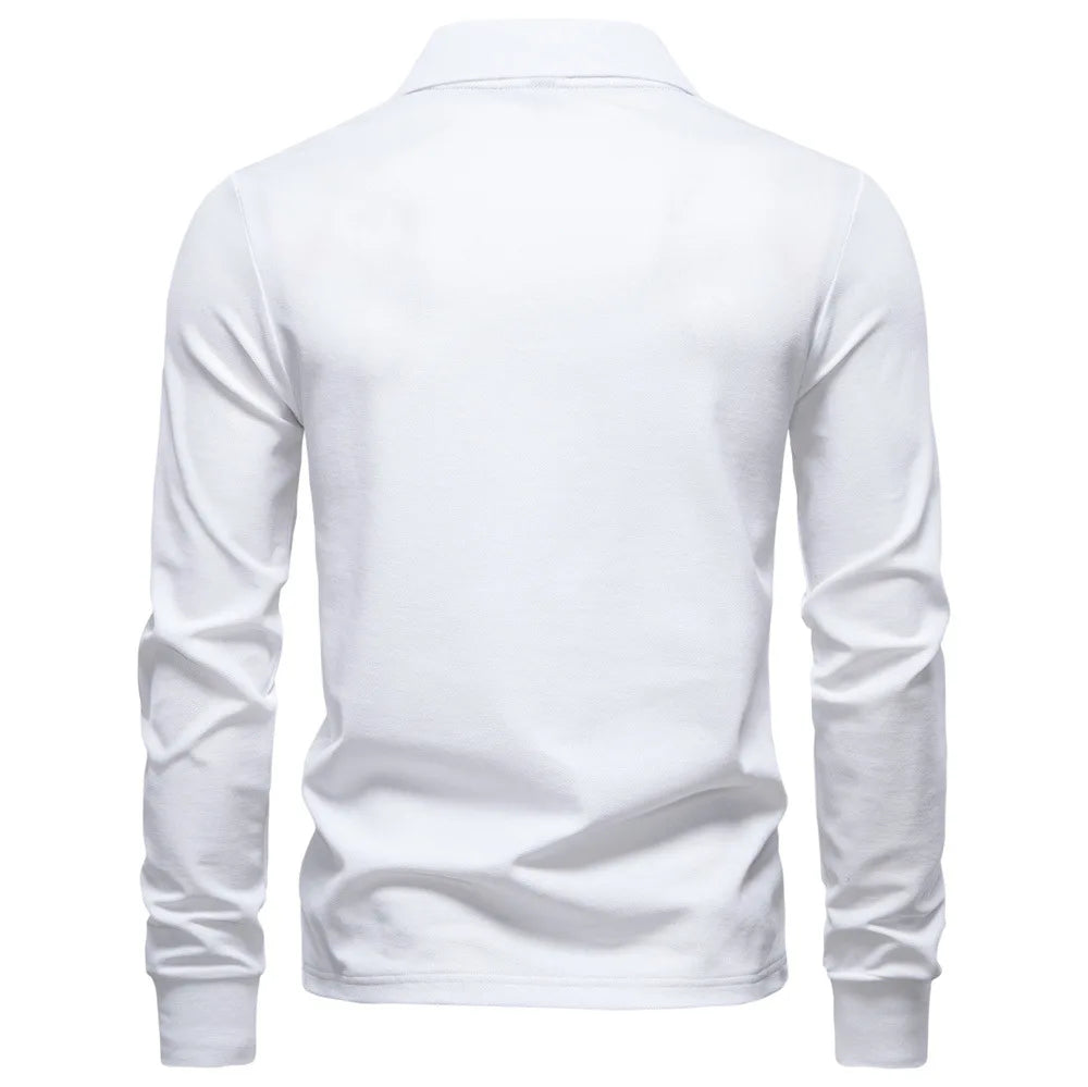 Autumn New Men's Deer Embroidery Cotton Rich Blend Collared Shirts