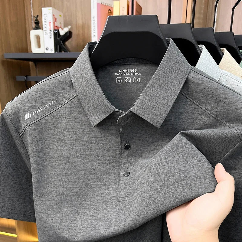 Mens Modern Polo T Shirt Short Sleeve Slim Fit Design Tops Suitable For Business Casual And Daily Wear