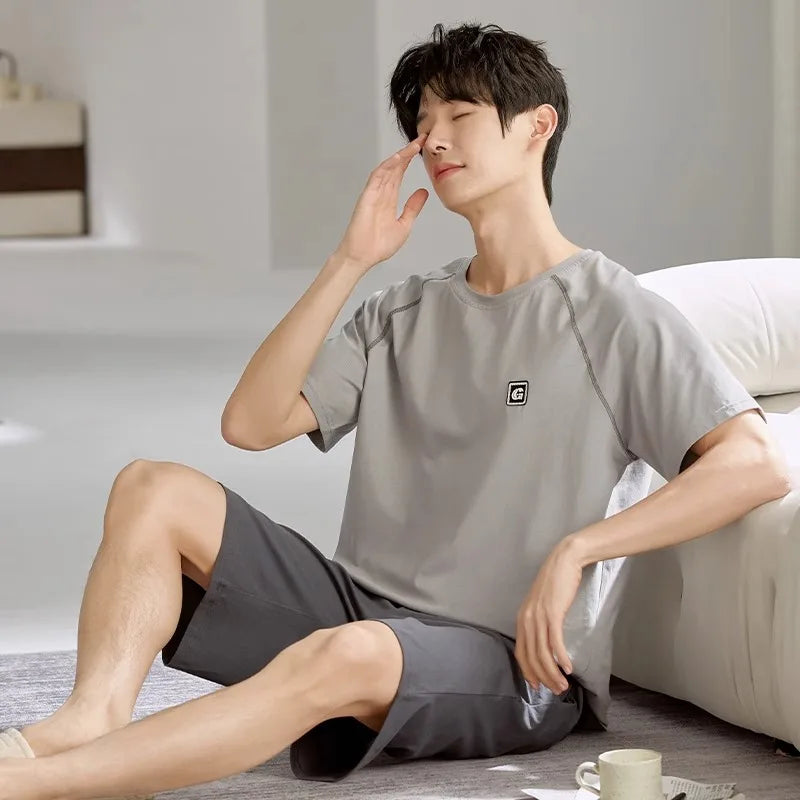 Summer Cotton Pyjamas Casual Pajamas Sleep Tops Shorts For Men Lovely Panda Print Pajama Sets Comfortable Cool Sleepwear 2022