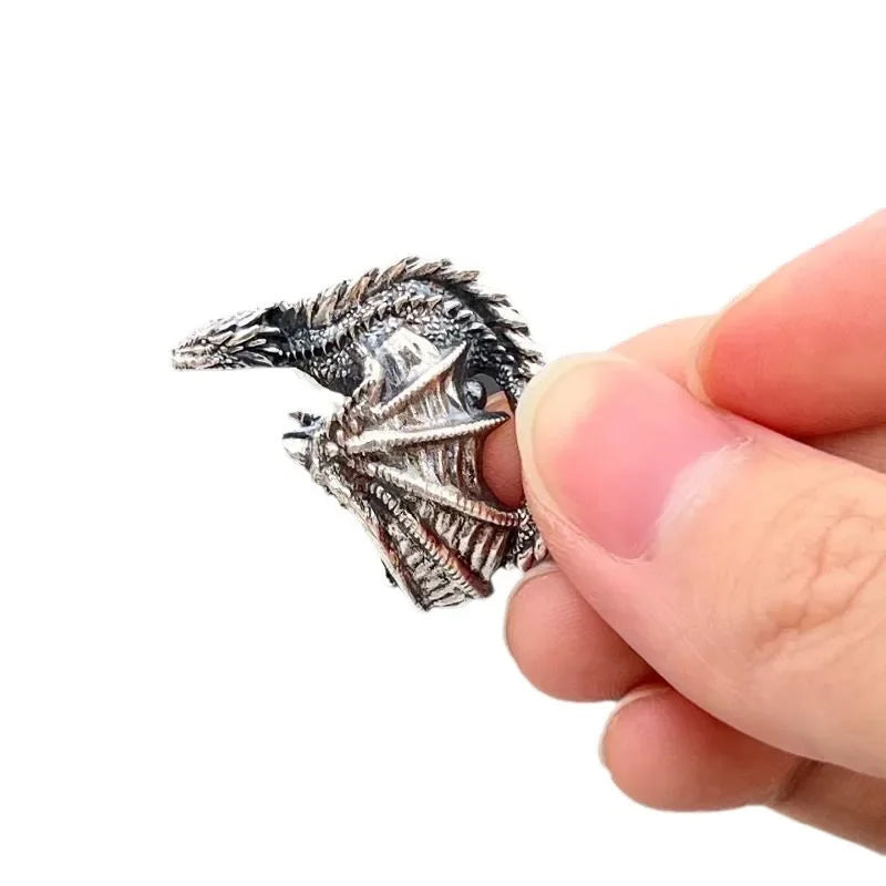 Men Adjustable Retro Ring Black Dragon Abraxas Rings