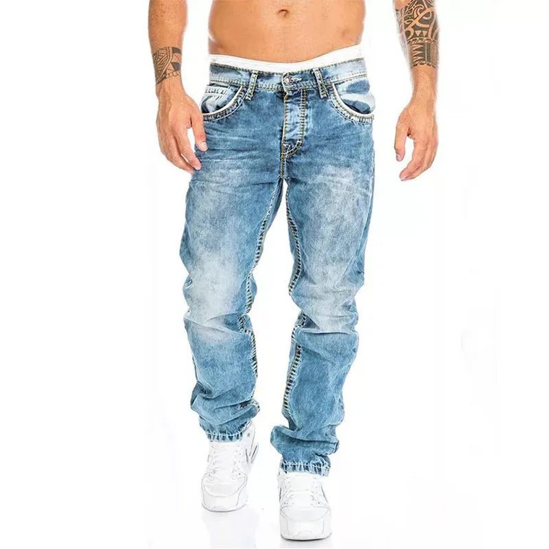 Men's Casual Denim Baggy Jeans in Black and Blue