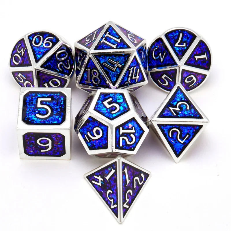 DND Metal Dice Set for Dungeons & Dragons, 5e, RPG Board Game, Tabletop Role Playing,7 Pcs