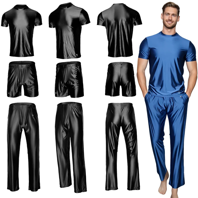 Men's Ice Silk Loungewear Set - Cool, Breathable, Comfortable & Wearable Outside