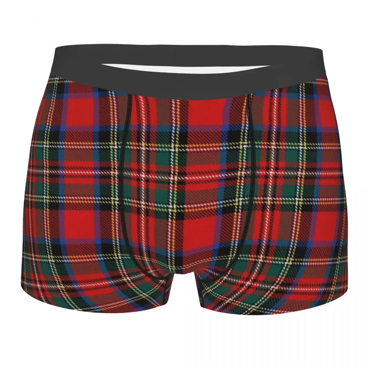 Black Watch Tartan Boxer Shorts for Men in Lycra and Polyester