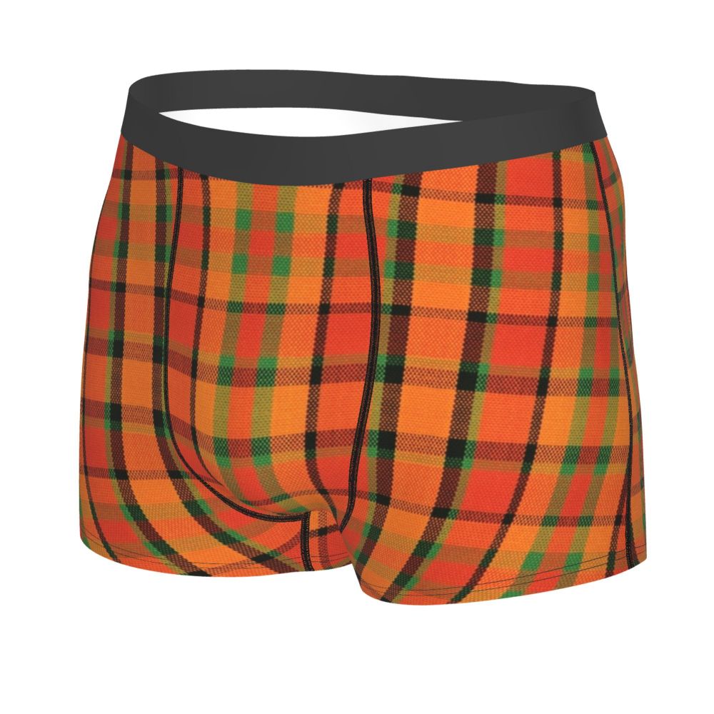 Black Watch Tartan Boxer Shorts for Men in Lycra and Polyester