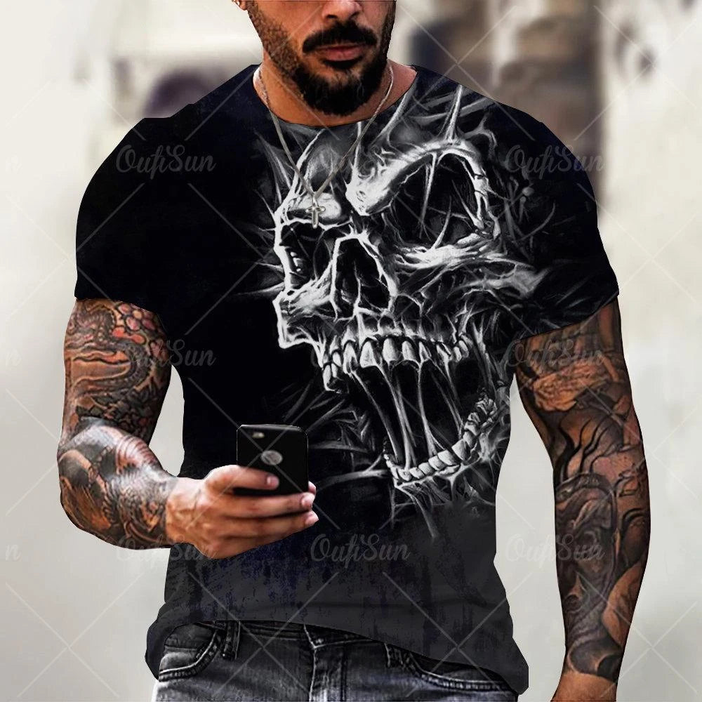 3D Printed Skull T-Shirt for Men Casual Summer Wear