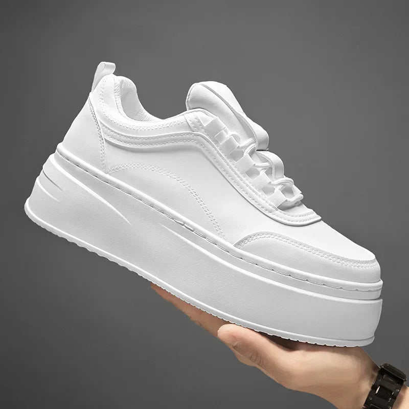 Men's Casual Lace-Up Sneakers in Black and White