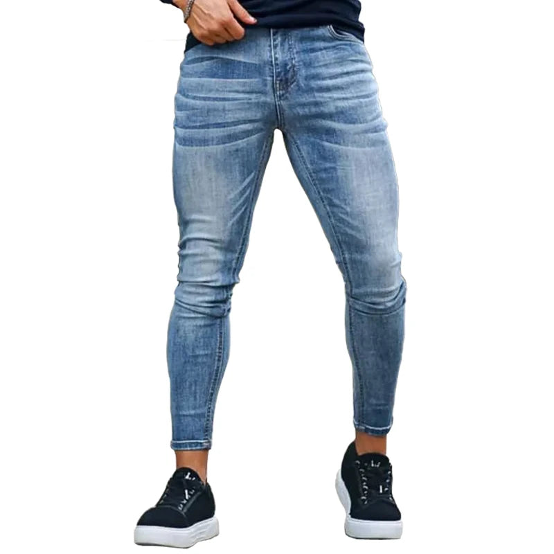 Mens Skinny Brushed Jeans Casual Trousers for Men