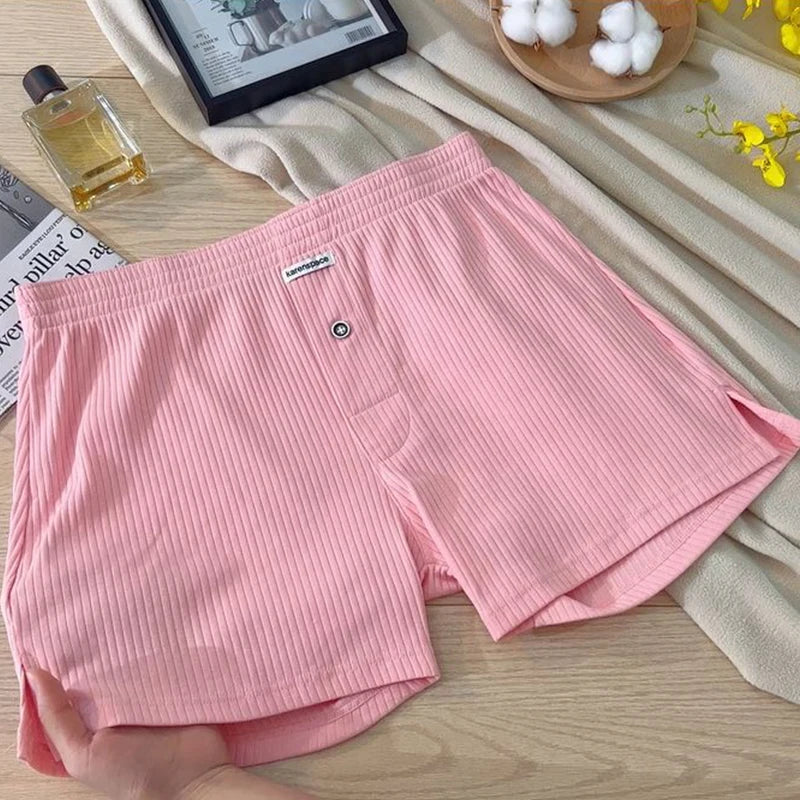 Mens Underwear Stretch Cotton Boxer Shorts Threaded Aro Pants Sleepwear Loungewear Shorts Boxers Male Underpants Panties 1PCS