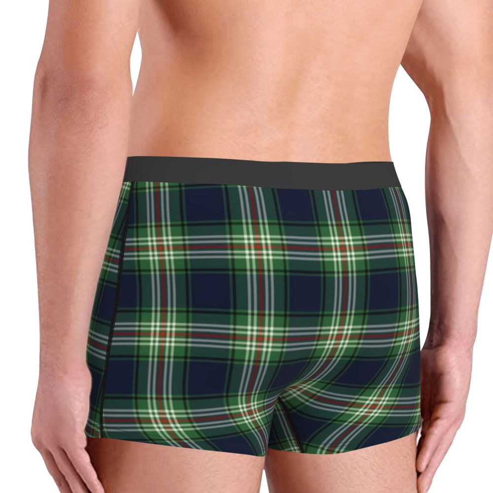 Black Watch Tartan Boxer Shorts for Men in Lycra and Polyester