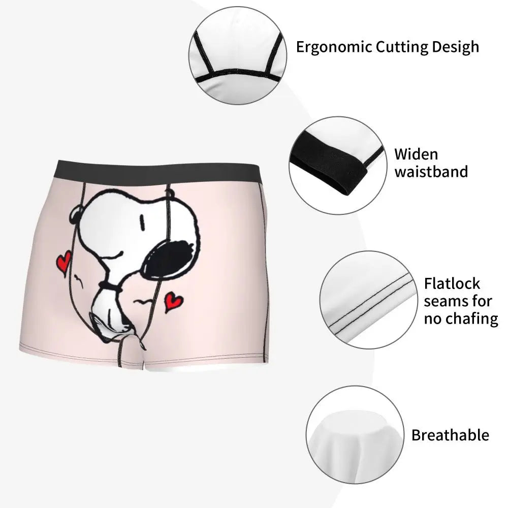 Snoopy Boxer Briefs for Men - Giggle Print Polyester Blend