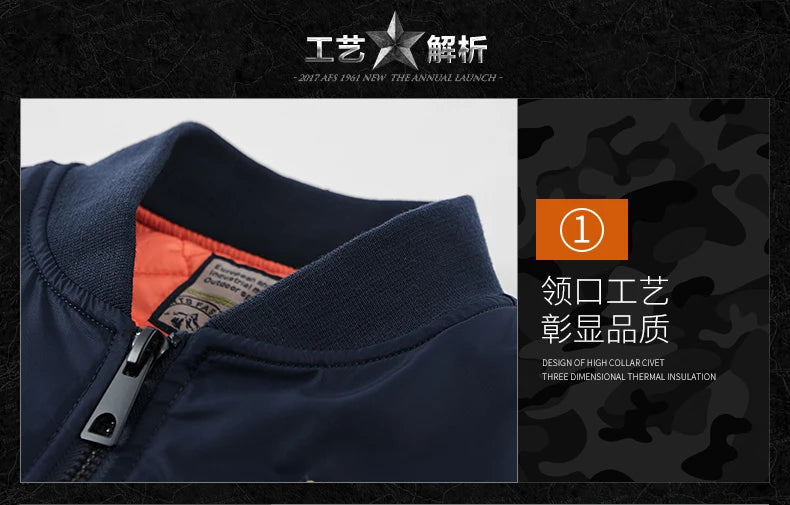 Bomber Jacket Men Thick Warm Jacket Men Military Aviator Pilot Coat