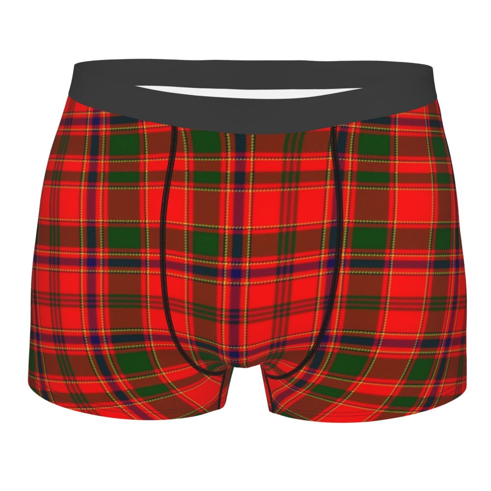 Black Watch Tartan Boxer Shorts for Men in Lycra and Polyester