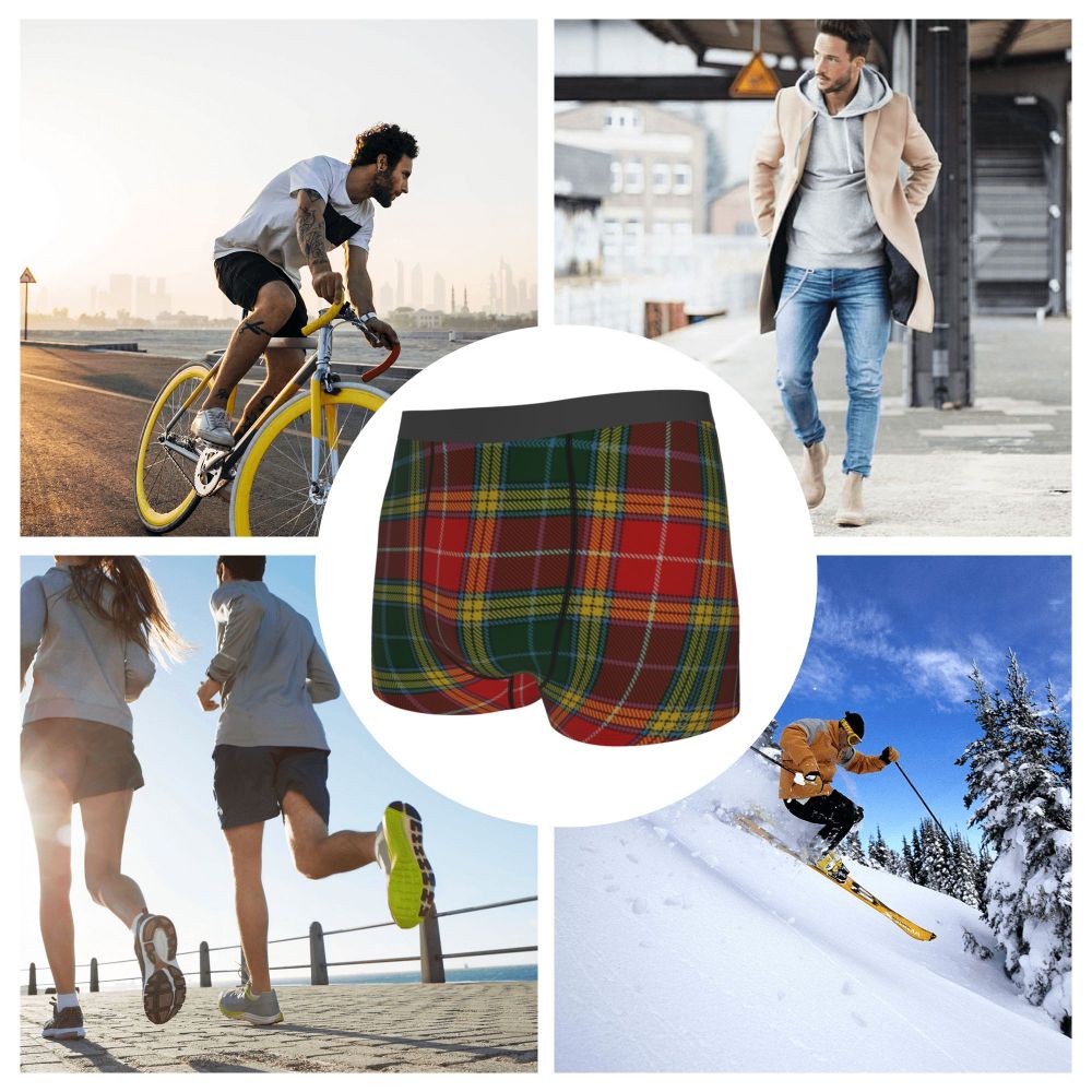 Black Watch Tartan Boxer Shorts for Men in Lycra and Polyester