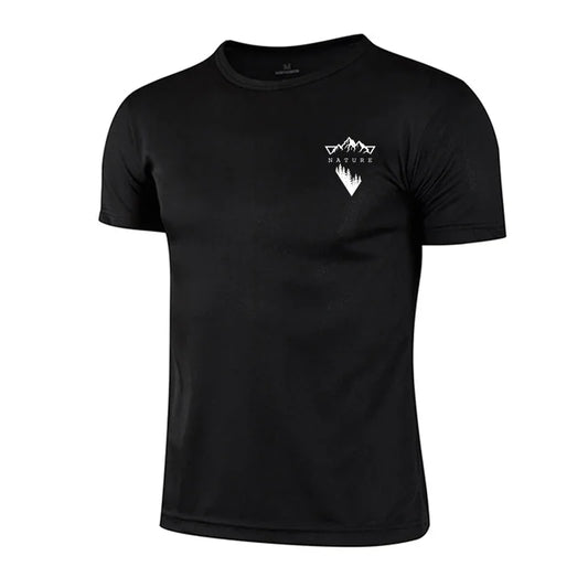 Summer Mens T-shirt Print Casual Exercise Tops Outdoor Jogging Marathon Clothing Quick-Dry Mesh Tees Popular Cycling Sportswear