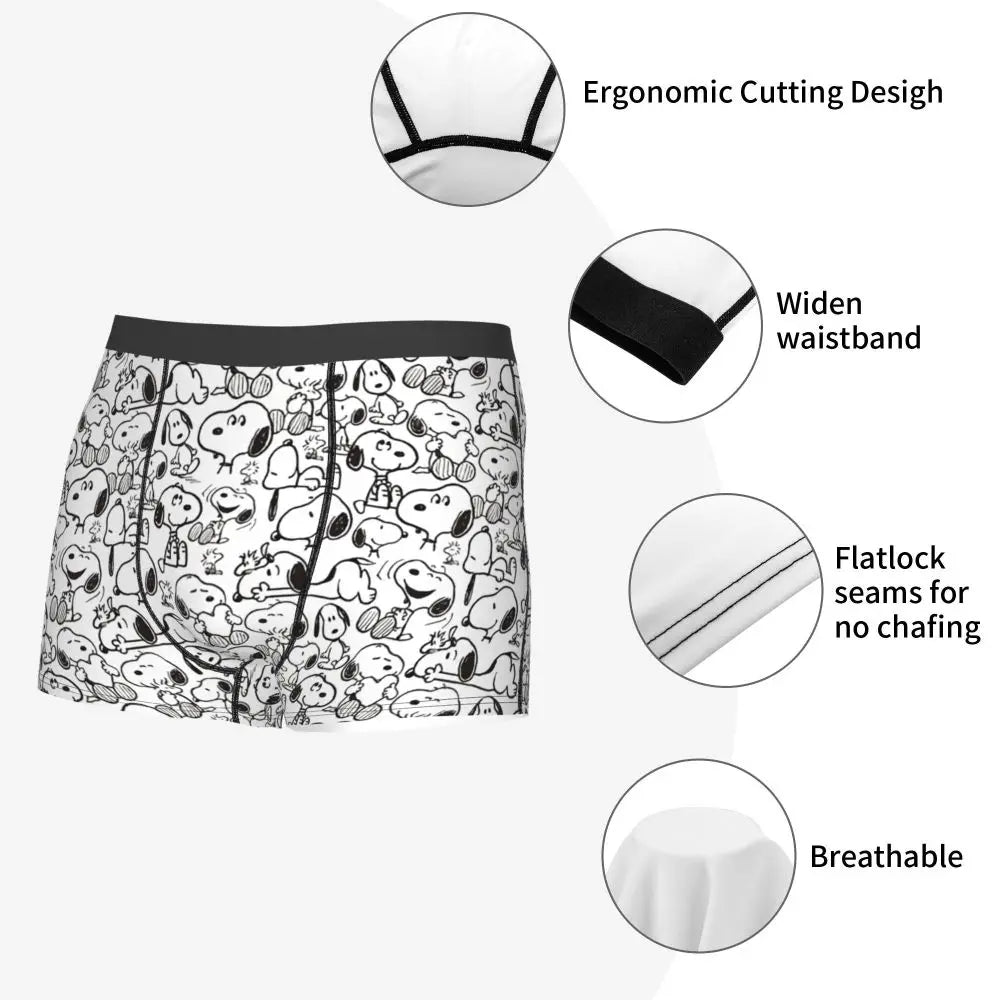 Snoopy Boxer Briefs for Men - Giggle Print Polyester Blend