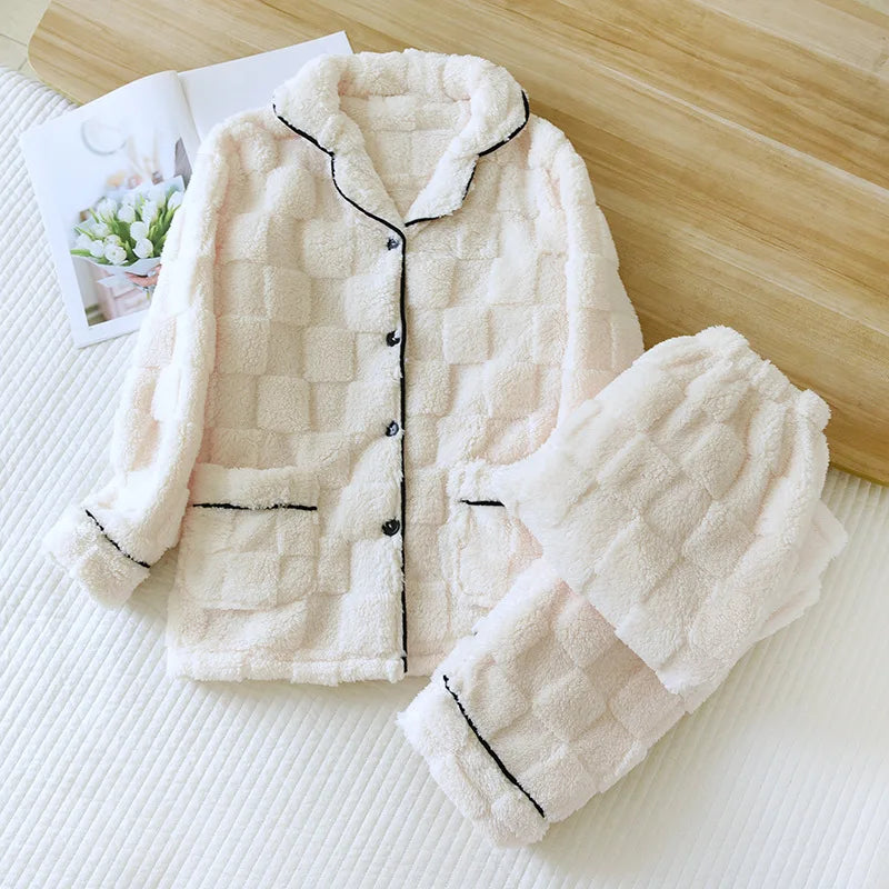Coral Velvet Couple Pajamas Set