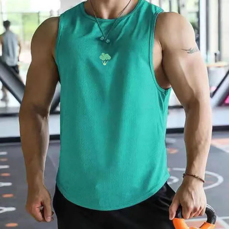 Mens fitness gyms Tank top Summer Men's Trendy Brand Running Training Quick Dry Sports Sleeveless Vest Basketball T-Shirt Vest