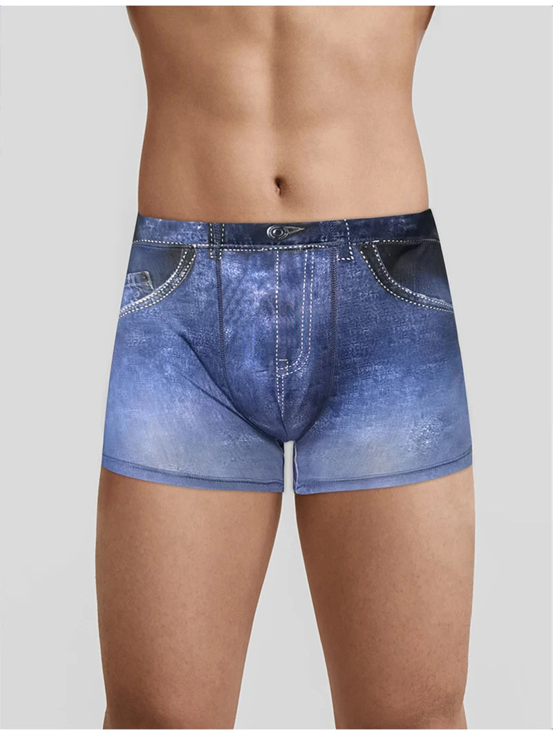 Men's 3D Print Denim Boxer Shorts