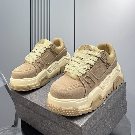 Men's Leather Casual Sneakers with Lace-Up Closure