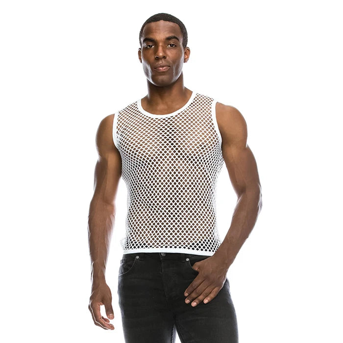 Mens Transparent Sexy Mesh T Shirt  New See Through  Fishnet Long Sleeve Muscle Undershirts Nightclub Party Perform Top Tees
