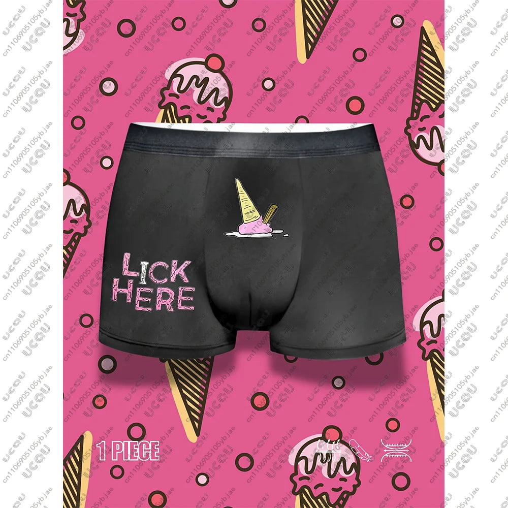 Funny Ice Cream Print Boxer Shorts for Men