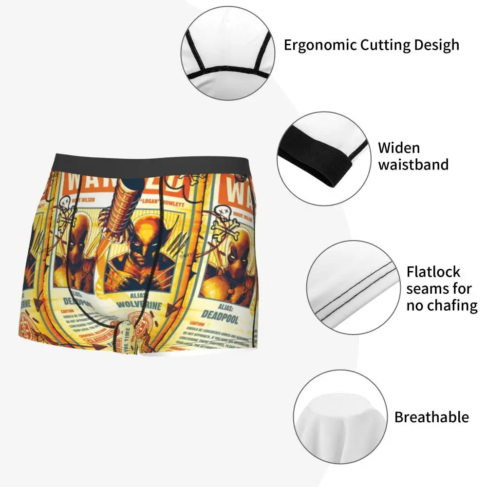 Deadpool Boxer Shorts for Men - Lycra Polyester Blend