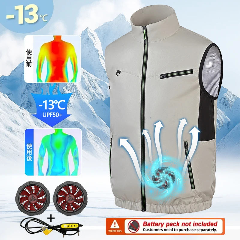 Cooling Fan Vest for Men and Women, Polyester, Unisex