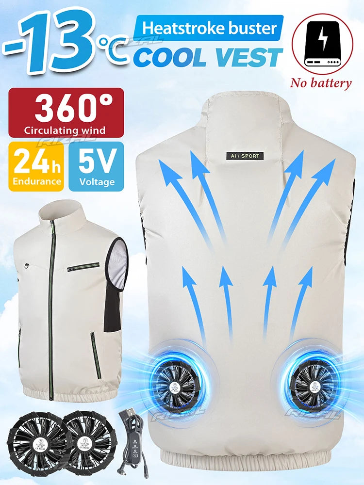 Wearable Cooling Vest Air-Conditioned Clothes for Outdoor Use
