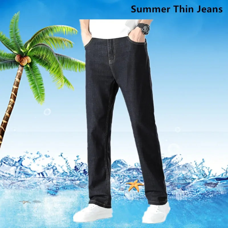 Plus Size Loose High Waist Denim Jeans for Men