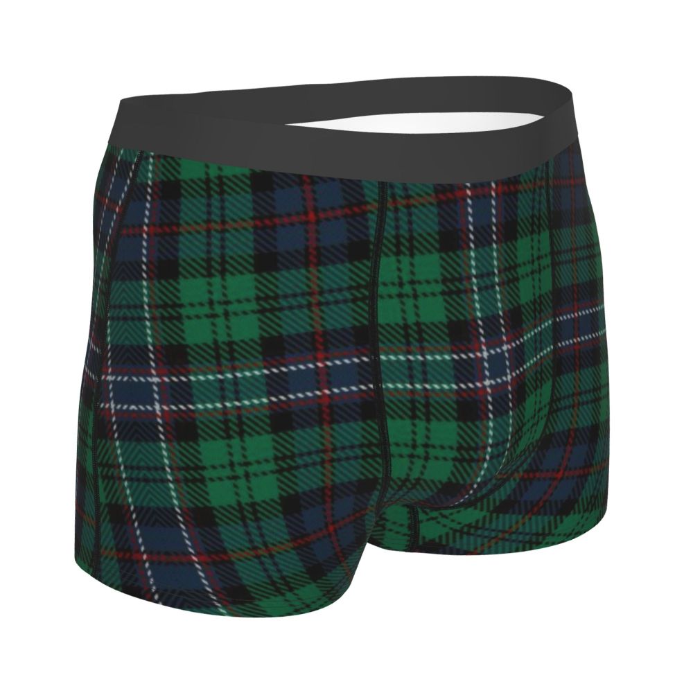 Black Watch Tartan Boxer Shorts for Men in Lycra and Polyester